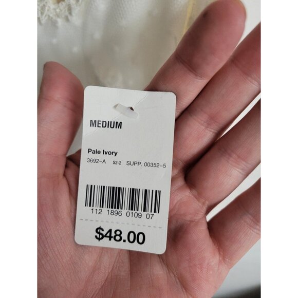 Delicates Womens Pale Ivory Satin & Embroidered Night Gown Medium New With Tags - Picture 4 of 5